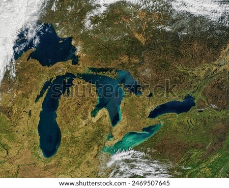 The Great Lakes.  Elements of this image furnished by NASA.