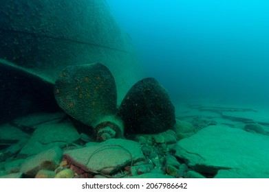 A Great Lakes tugboat shipwreck hull and large prop found in Lake Superior - Shutterstock ID 2067986642