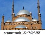 The great mosque of Muhammad Ali Pasha or Alabaster mosque in Citadel of Cairo, the main material is limestone likely sourced from the Great Pyramids of Giza and alabaster, Salah El Din Castle