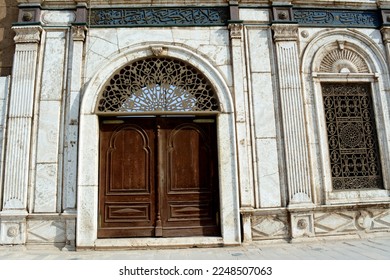 The great mosque of Muhammad Ali Pasha or Alabaster mosque in Citadel of Cairo, the main material is limestone and alabaster located in Salah El Din Castle, details of mosque exteriors, doors, windows - Shutterstock ID 2248507063