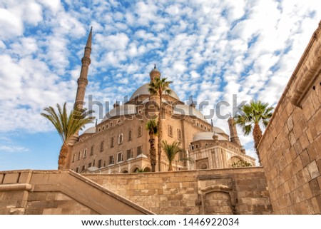 The Great Mosque of Muhammad Ali Pasha, view from the Citadel wall, Cairo, Egypt