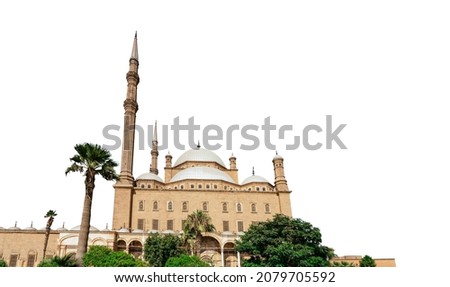 The Great Mosque of Muhammad Ali Pasha or Alabaster Mosque (El Cairo, Egypt) isolated on white background