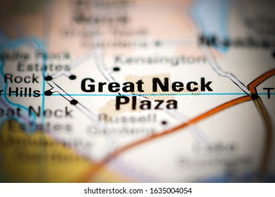 Great Neck Plaza On A Geographical Map Of USA