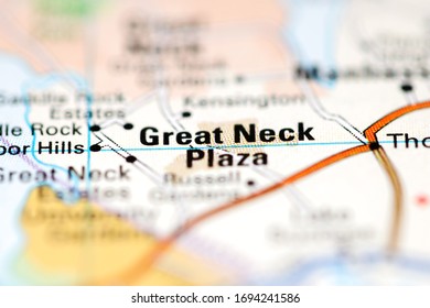 Great Neck Plaza On A Geographical Map Of USA