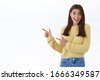 woman excited white background