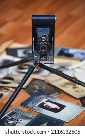 Great old 1926 Folding Kodak  Model C camera in flat leather case. Bucharest, Romania 1 February 2022. phot by Cristi Dangeorge in studio.