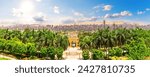 Great panorama of Cairo, old buildings and typical living district, Al-Azhar Park, Egypt