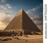 The Great Pyramid of Giza is an ancient Egyptian pyramid, the largest of the three Pyramids of Giza. Built as a tomb for Pharaoh Khufu, it stands as a testament to ancient engineering .