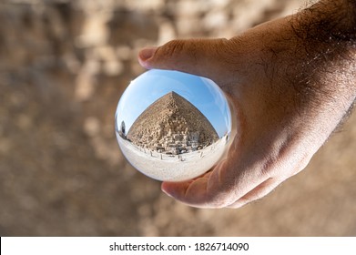 The Great Pyramid Of Giza Shot From Inside A Crystal Ball