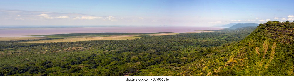 The Great Rift Valley In Tanzania, Africa  Panoramic Image.