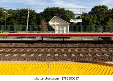 Great River, New York - June 8 2019: Long Island Rail Road Great River Train Station