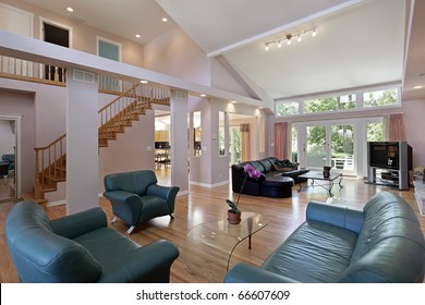 Great Room In Suburban Home With Open Floor Plan