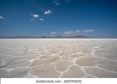 Great Salt Lake Desert At Bonneville Salt Flats In Summer Utah