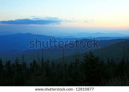 The Great Smoky Mountain National Park at sunset