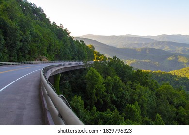 Great Smoky Mountains Road Trip. Winding mountain road through the Smoky Mountains near Gatlinburg, Tennessee.