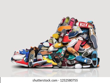 Great sneaker made up of different little sneakers and shoes - Shutterstock ID 1252580755