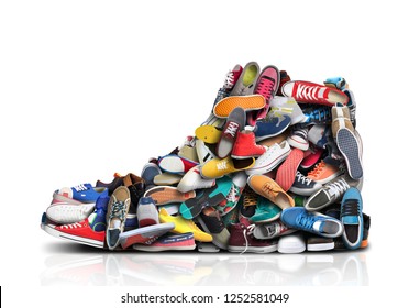 Great sneaker made up of different little sneakers and shoes - Shutterstock ID 1252581049