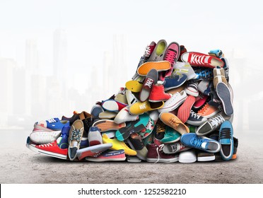 Great sneaker made up of different little sneakers and shoes - Shutterstock ID 1252582210