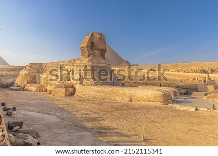 The Great Sphinx by the great ancient Pyramids of Giza, Egypt
