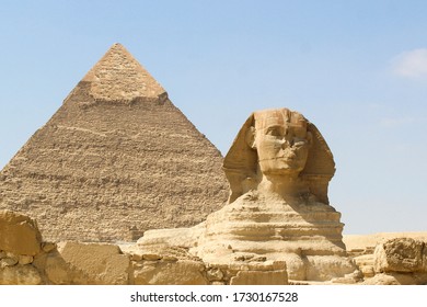 Great Sphinx and Chephren's pyramid in Giza, Egypt.  - Shutterstock ID 1730167528