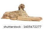 The Great Sphinx of Giza isolated on white background. Greater Cairo, Egypt.