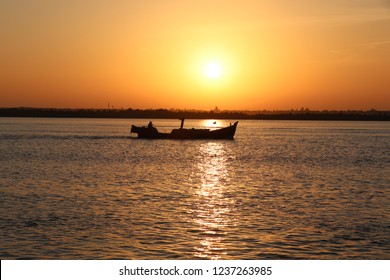 A Great Sunset View Of Naf River, Bangladesh.