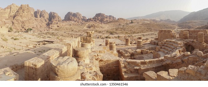 The Great Temple Ruins Of The Nabataean Kingdom In Petra, Jordan.