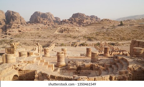 The Great Temple Ruins Of The Nabataean Kingdom In Petra, Jordan.