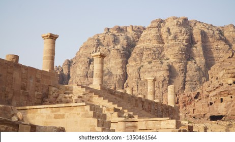 The Great Temple Ruins Of The Nabataean Kingdom In Petra, Jordan.