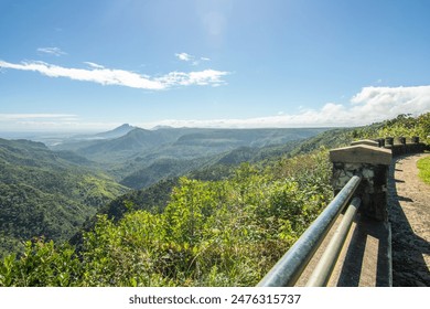 Great vantage point with a view of the jungle. Tropical vegetation as far as the eye can see at the Gorges Viewpoint, Black River Gorges National Park, Mauritius - Powered by Shutterstock