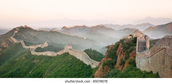 Great Wall of China in mist