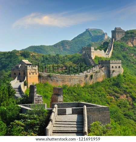 Great Wall of China in Summer with beautiful sky