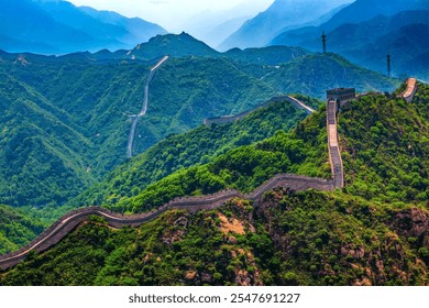 Great Wall Outer Section Summer Badaling Beijing China. Where Presidents walked. Built Ming Dynasty in 1504 to protect the Juyong Pass South of Badaling and Beijing. 
