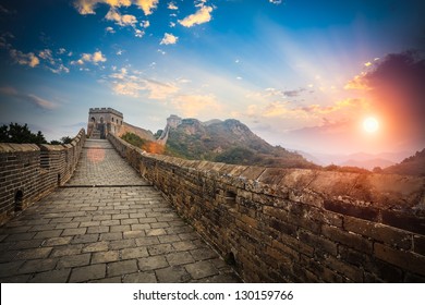 The Great Wall With Sunset Glow,jinshanling,China