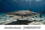 a great white shark. Great white sharks are one of the largest predatory fish in the world.