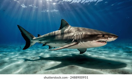 a great white shark. Great white sharks are one of the largest predatory fish in the world.