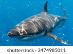 great white shark swimming hunting