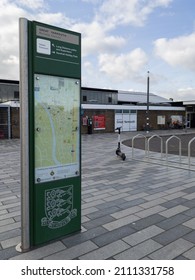 GREAT YARMOUTH, ENGLAND - October 11 2021: Great Yarmouth Railway Station With A Wayfinding Map.