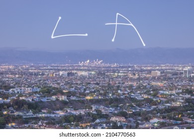 Greater Los Angeles at Twilight with Light Painting