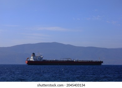 Greece 22 9 2021 Oil Tanker Ship At Anchor Area 