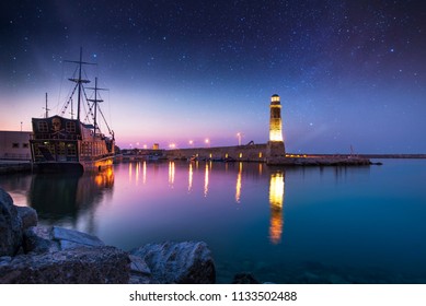 Greece, Crete Rethymnon, Old Harbour. 