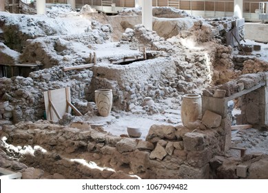 Greece, Santorini. Archaeological Excavations In Akrotiri