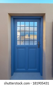 Greece Santorini island in Cyclades, closeup view of wooden frame