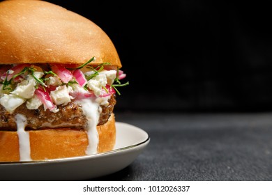 Greek Burger On Black Background