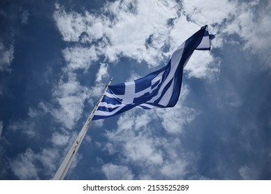 Greek Flag, Acropolis Athens Greece