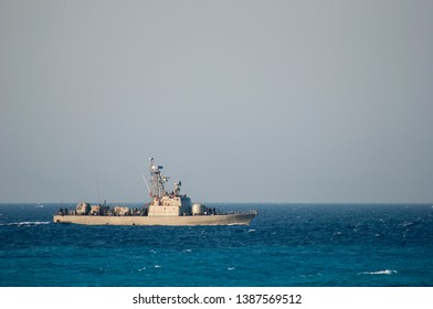 Greek Guard Ship Is Watching The Maritime Boundary