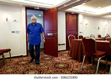 The Greek Hero Of National Resistance, Manolis Glezos Arrives To  Give A Press Conference In Athens, Greece On Sep. 17, 2015