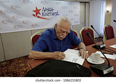 The Greek Hero Of National Resistance, Manolis Glezos Gives A Press Conference In Athens, Greece On Sep. 17, 2015