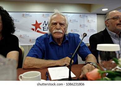 The Greek Hero Of National Resistance, Manolis Glezos Gives A Press Conference In Athens, Greece On Sep. 17, 2015