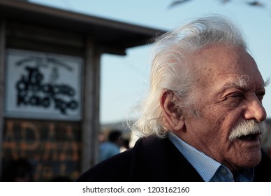 The Greek Hero Of National Resistance, Manolis Glezos Attends In An Anti-austerity Protest In Athens, Greece On Apr. 10, 2011. 